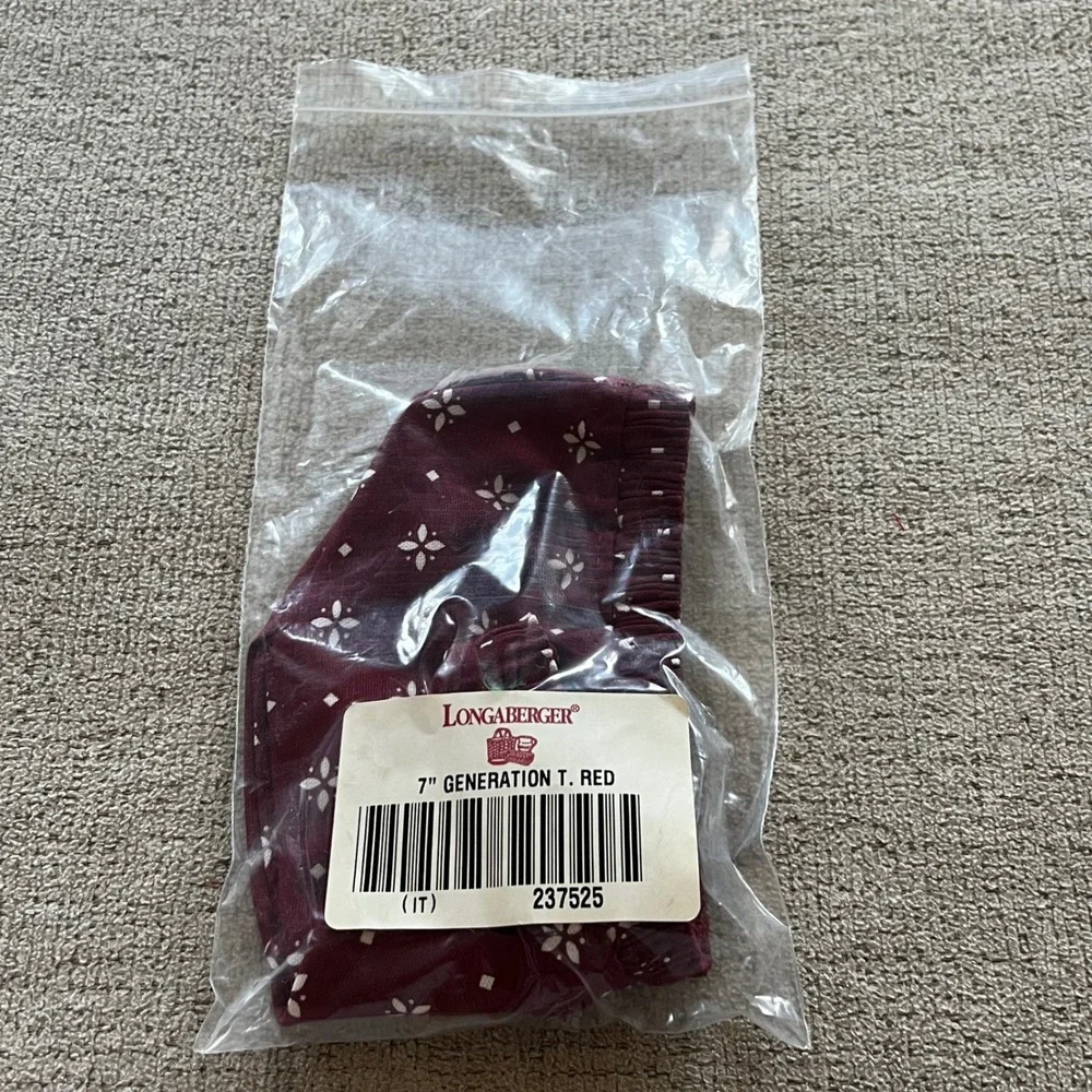 Longaberger 7 Inch Generation T. Red Basket Liner Burgundy Floral Print 237525